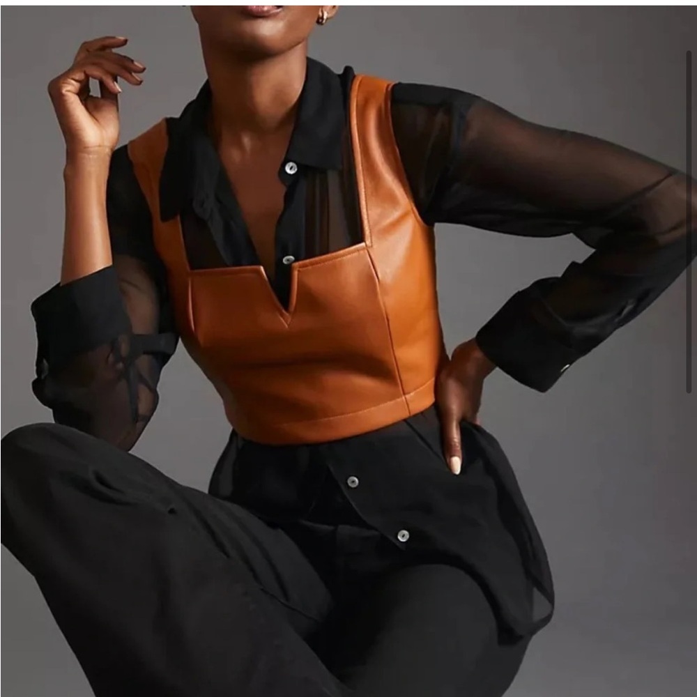 NWT Anthropologie faux leather crop top